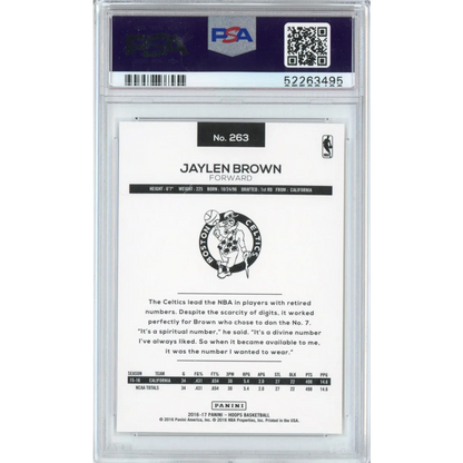 Graded PSA 10 gem mint 2016-17 Panini Hoops Jaylen Brown rookie card