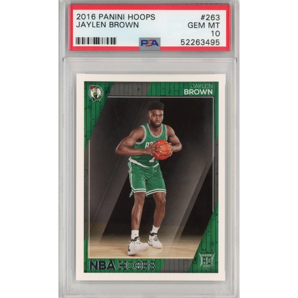 Graded 2016-17 Panini Hoops Jaylen Brown rookie card PSA 10 in slab