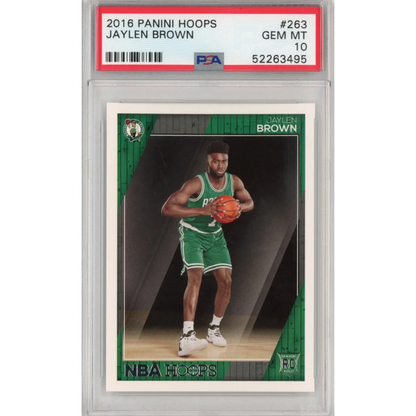 Graded 2016-17 Panini Hoops Jaylen Brown rookie card PSA 10 in slab