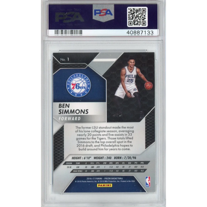 PSA Graded Ben Simmons 2016 Panini Prizm Rookie Card, A graded basketball card