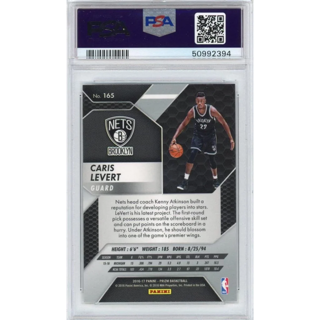 PSA 10 Graded 2016-17 Panini Prizm Caris LeVert #165 Rookie Nets Card