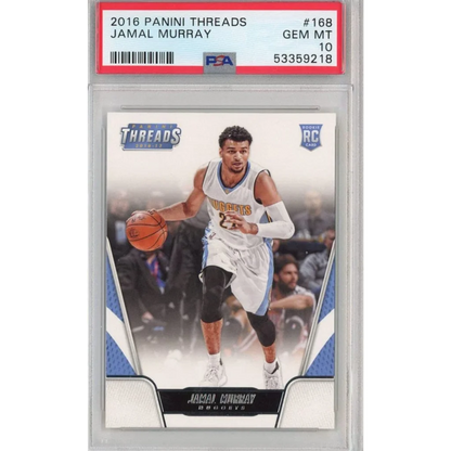 Graded 2016 Panini Threads Jamal Murray rookie basketball card on display
