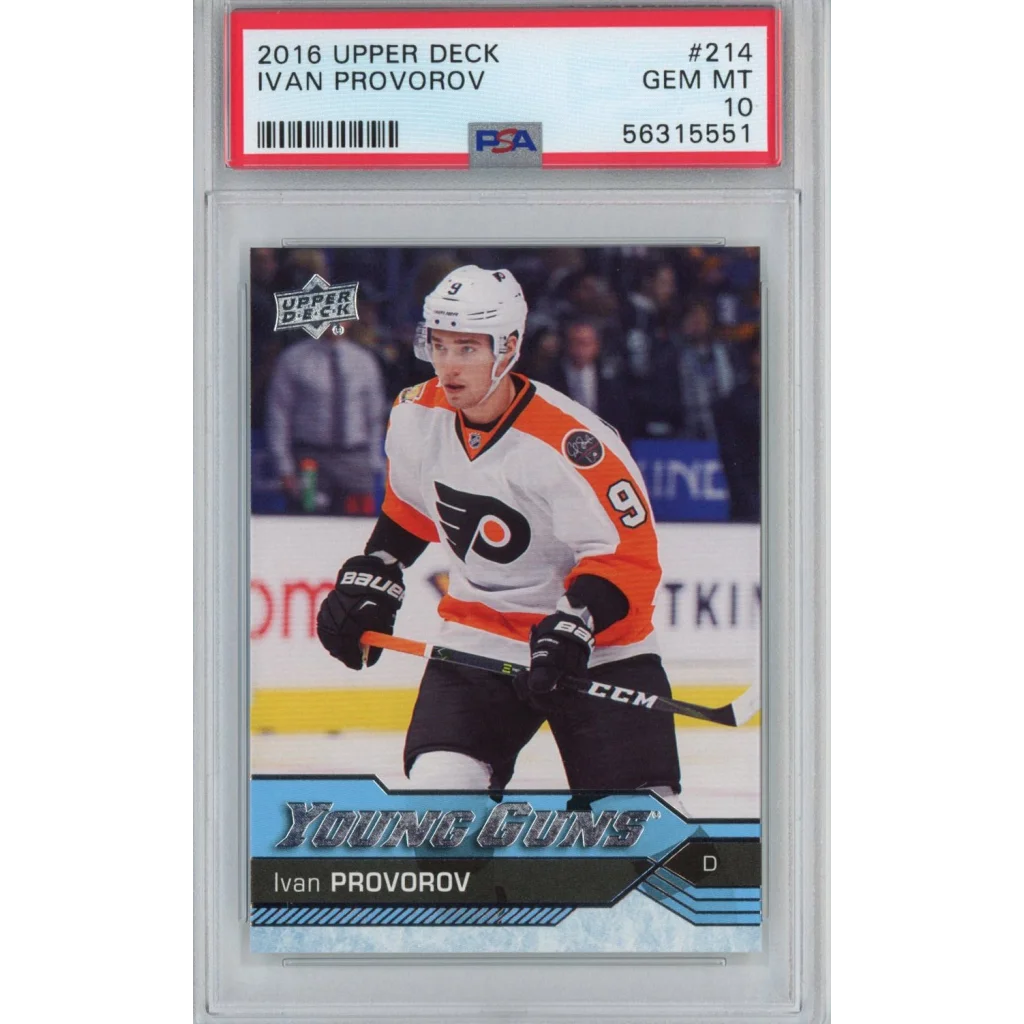 Graded 2016-17 Upper Deck UD Ivan Provorov #214 Rookie RC Hockey Card PSA 10 Gem Mint | Hall of Fame Sports Memorabilia | vintageantiquesgifts.com