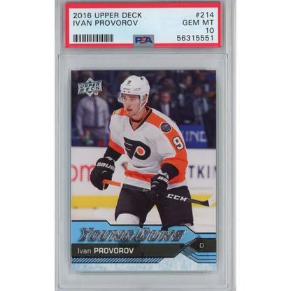 Graded 2016-17 Upper Deck UD Ivan Provorov #214 Rookie RC Hockey Card PSA 10 Gem Mint | Hall of Fame Sports Memorabilia | vintageantiquesgifts.com
