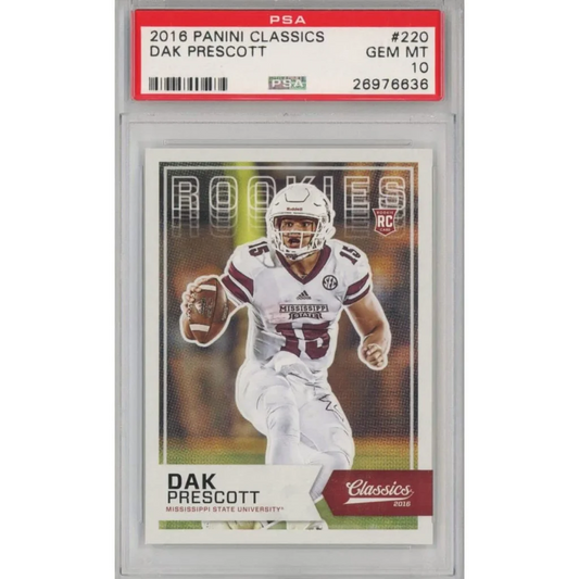 Graded 2016 Panini Classics Dak Prescott rookie football card ready to score big