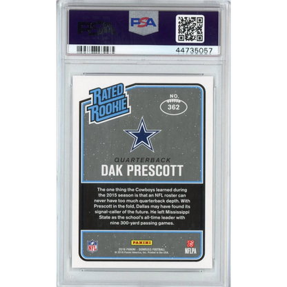Graded Dak Prescott rookie football card by Professional Sports Authenticator