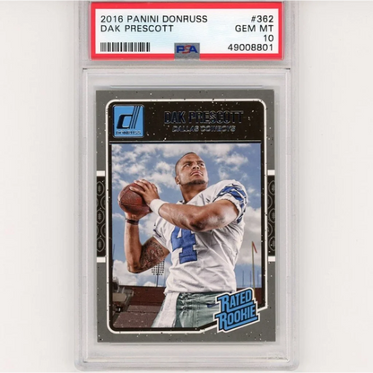 Graded PSA 10 Gem Mint 2016 Panini Donruss Dak Prescott #362 Rookie Card