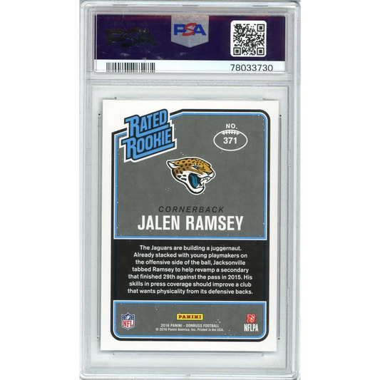 Graded Jalen Ramsey Rated Rookie football card by Professional Sports Authenticator