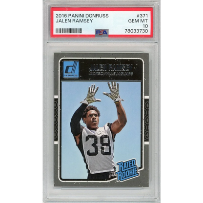 Graded 2016 Panini Donruss Jalen Ramsey #371 Rookie RC Football Card PSA 10 Gem Mint | Hall of Fame Sports Memorabilia | vintageantiquesgifts.com