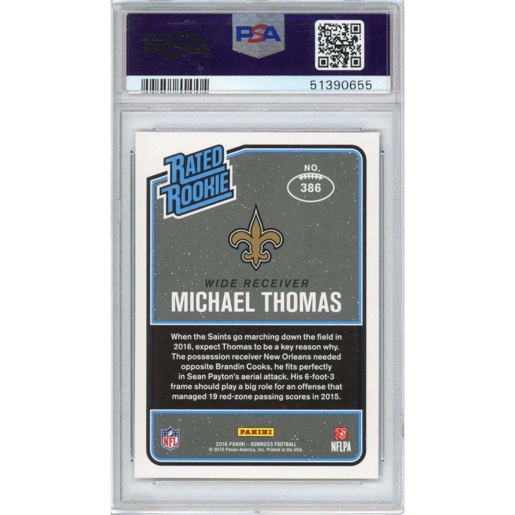 Graded PSA 10 Gem Mint 2016 Panini Donruss Michael Thomas #386 Rookie RC Card