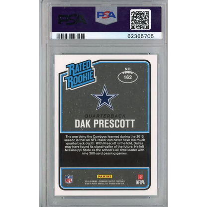Graded 2016 Panini Donruss Optic Dak Prescott #162 Rookie RC Football Card PSA 10 Gem Mint | PSA 10 Gem Mint Graded Rookie Card | vintageantiquesgifts.com