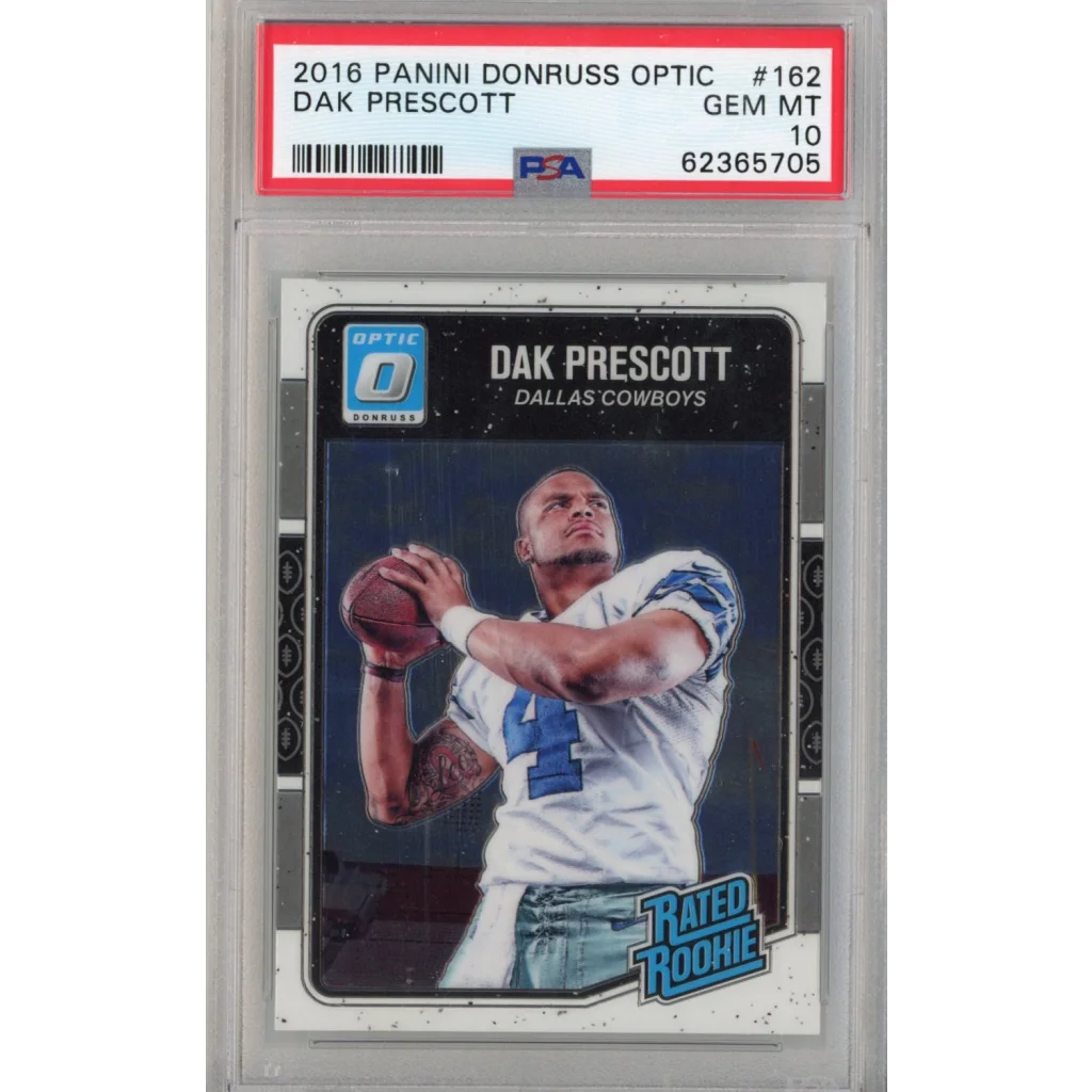 Graded 2016 Panini Donruss Optic Dak Prescott #162 Rookie RC Football Card PSA 10 Gem Mint | Hall of Fame Sports Memorabilia | vintageantiquesgifts.com