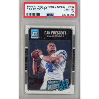 Graded 2016 Panini Donruss Optic Dak Prescott #162 Rookie RC Football Card PSA 10 Gem Mint | Hall of Fame Sports Memorabilia | vintageantiquesgifts.com