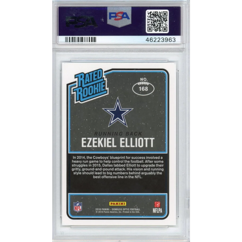 Graded 2016 Panini Donruss Optic Ezekiel Elliott #168 Rookie RC Football Card PSA 10 Gem Mint | PSA 10 Gem Mint Graded Rookie Card | vintageantiquesgifts.com