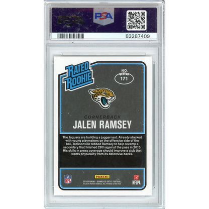 Jalen Ramsey 2016 Panini Donruss Optic Holo Rookie Card graded by PSA
