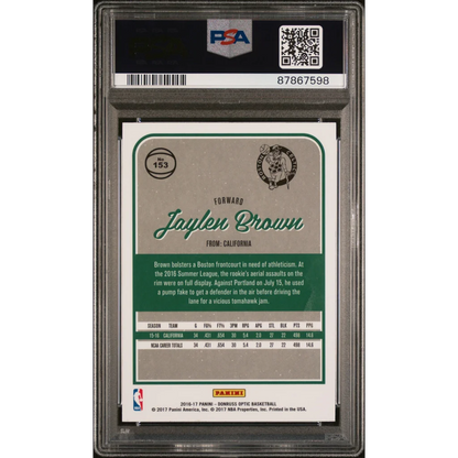 Graded 2016 Panini Donruss Optic Jaylen Brown #153 Rookie RC Basketball Card PSA 10 Gem Mint | PSA 10 Gem Mint Graded Rookie Card | vintageantiquesgifts.com