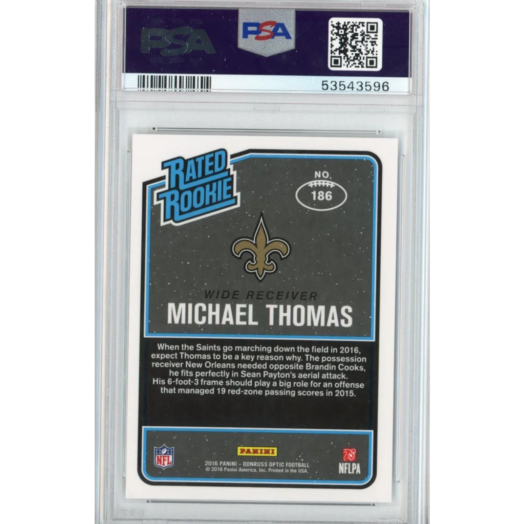 Graded 2016 Panini Donruss Optic Michael Thomas #186 Rookie RC Football Card PSA 10 Gem Mint | PSA 10 Gem Mint Graded Rookie Card | vintageantiquesgifts.com