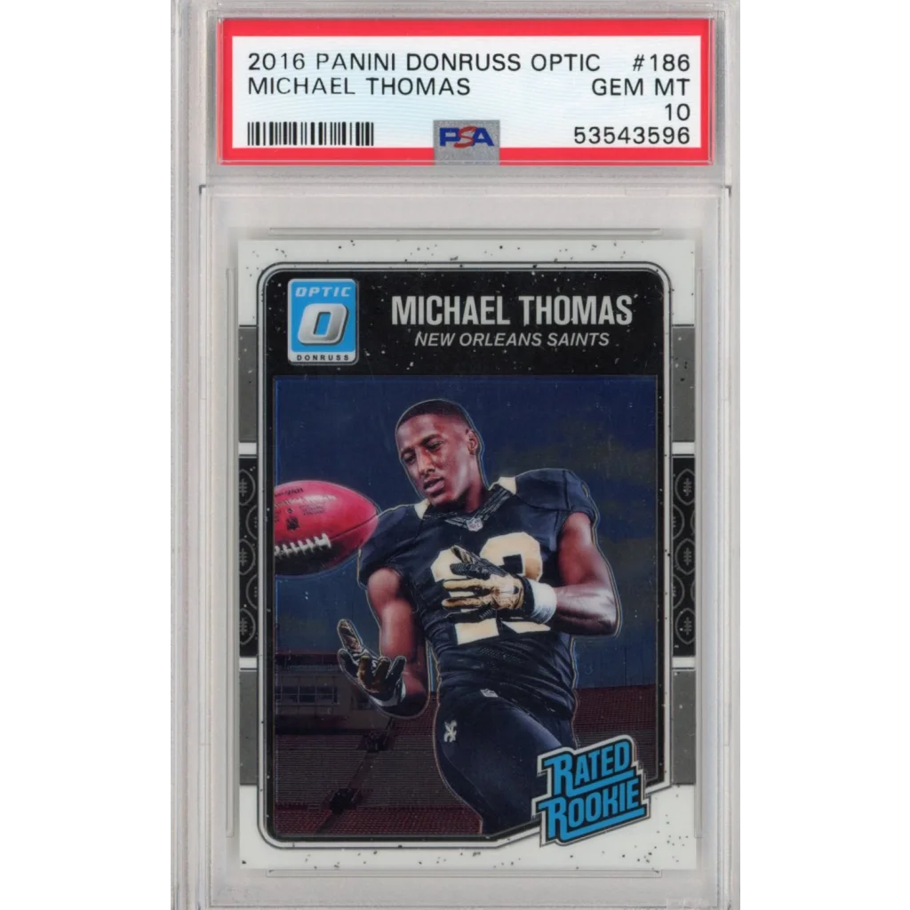 Graded 2016 Panini Donruss Optic Michael Thomas #186 Rookie RC Football Card PSA 10 Gem Mint | Hall of Fame Sports Memorabilia | vintageantiquesgifts.com