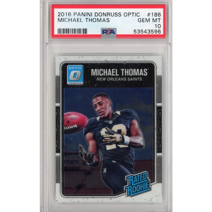 Graded 2016 Panini Donruss Optic Michael Thomas #186 Rookie RC Football Card PSA 10 Gem Mint | Hall of Fame Sports Memorabilia | vintageantiquesgifts.com