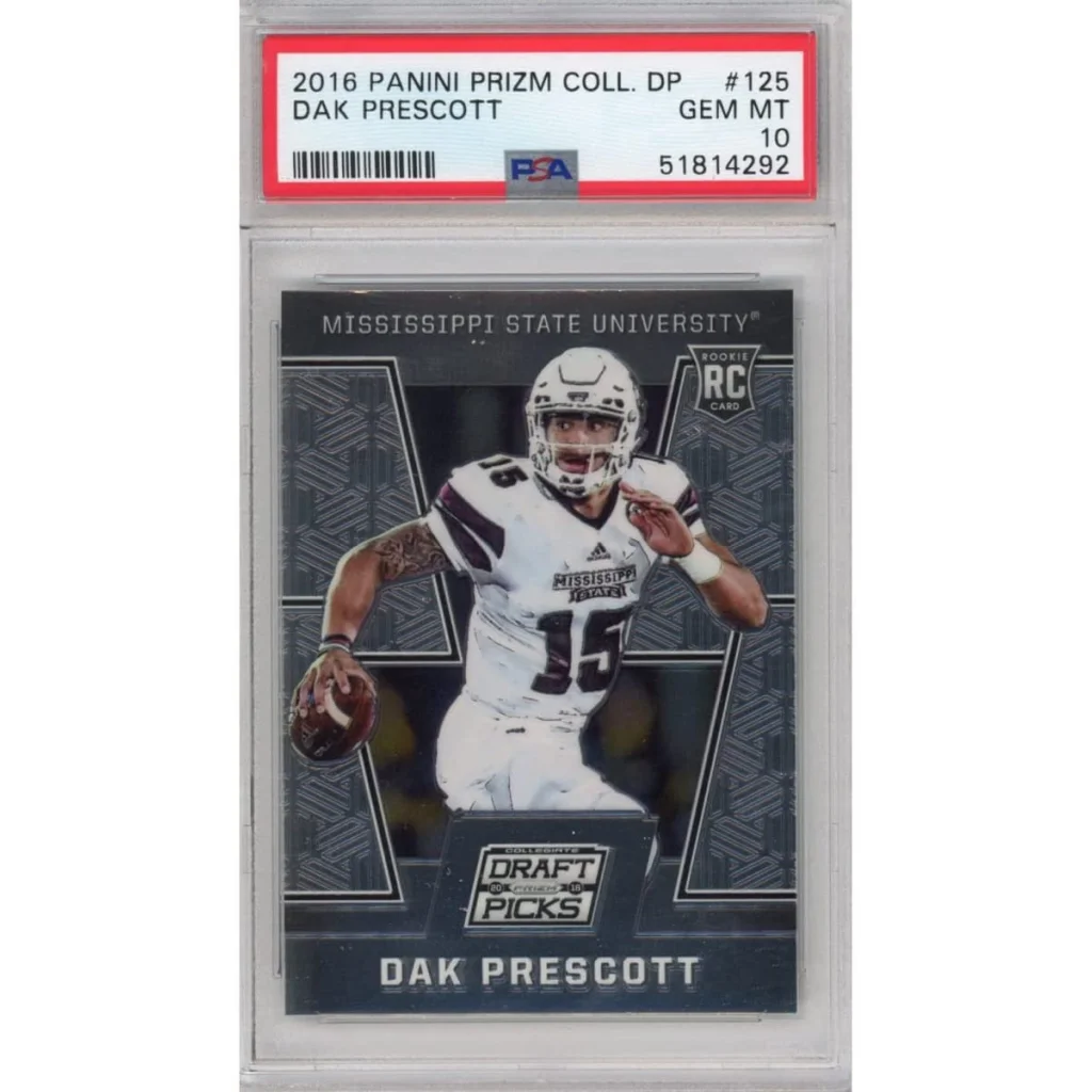 GEM MT 10 Dak Prescott 2016 Panini Prizm Rookie Card in PSA 10 display