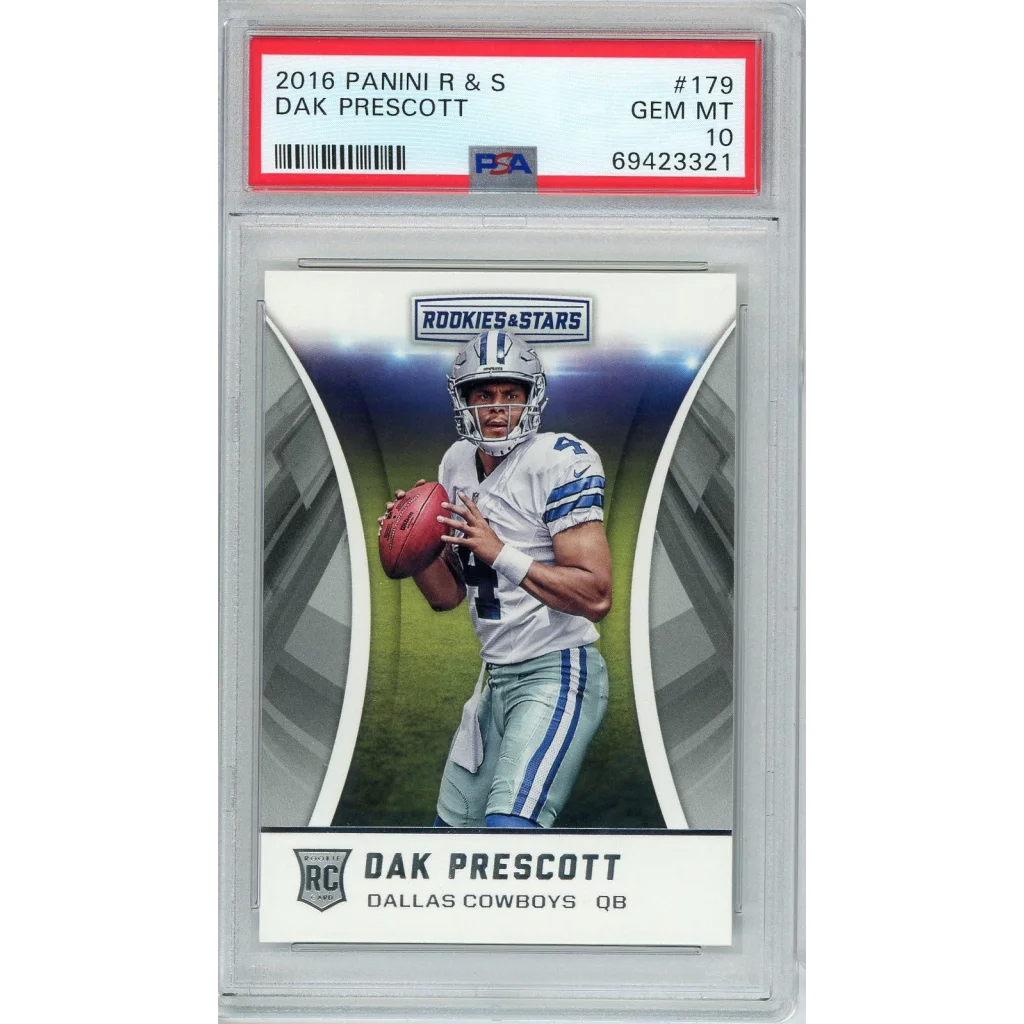 Graded 2016 Panini R & S Dak Prescott #179 Rookie RC Football Card PSA 10 Gem Mint | Hall of Fame Sports Memorabilia | vintageantiquesgifts.com