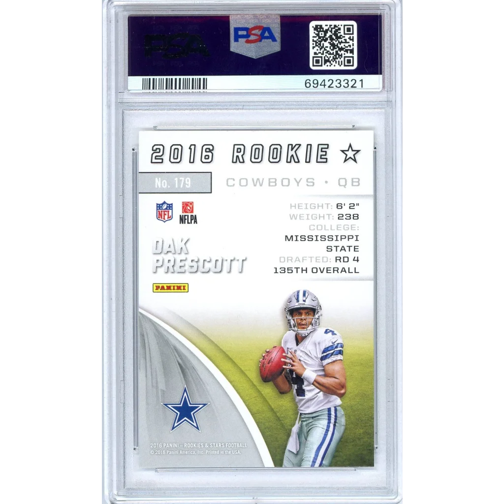 Graded 2016 Panini R & S Dak Prescott #179 Rookie RC Football Card PSA 10 Gem Mint | PSA 10 Gem Mint Graded Rookie Card | vintageantiquesgifts.com