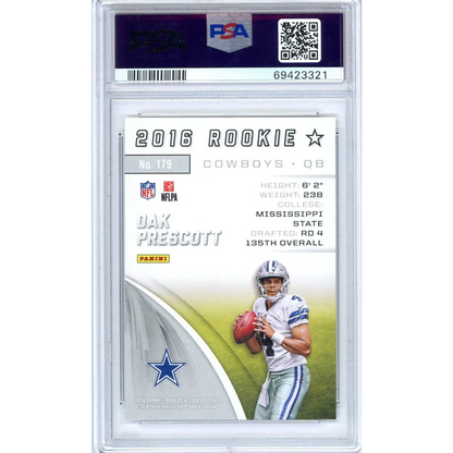 Graded 2016 Panini R & S Dak Prescott #179 Rookie RC Football Card PSA 10 Gem Mint | PSA 10 Gem Mint Graded Rookie Card | vintageantiquesgifts.com