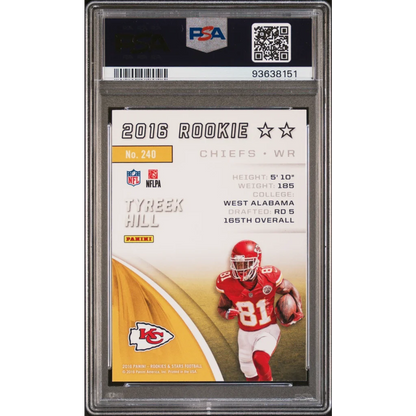 Graded PSA 10 2016 Panini Tyreek Hill #240 Chiefs Rookie Card