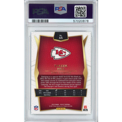 Graded 2016 Panini Select Tyreek Hill #65 Rookie RC Football Card PSA 10 Gem Mint | PSA 10 Gem Mint Graded Rookie Card | vintageantiquesgifts.com