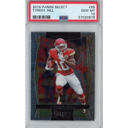 Graded 2016 Panini Select Tyreek Hill #65 Rookie RC Football Card PSA 10 Gem Mint | Hall of Fame Sports Memorabilia | vintageantiquesgifts.com