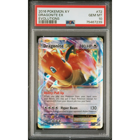 Graded 2016 PKM XY Evolutions #72 Dragonite Ex Trading Card Game PSA 10 Gem Mint | Hall of Fame Sports Memorabilia | vintageantiquesgifts.com