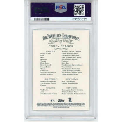 Graded 2016 Topps Allen & Ginter Corey Seager #121 Rookie RC Baseball Card PSA 10 Gem Mint | PSA 10 Gem Mint Graded Rookie Card | vintageantiquesgifts.com