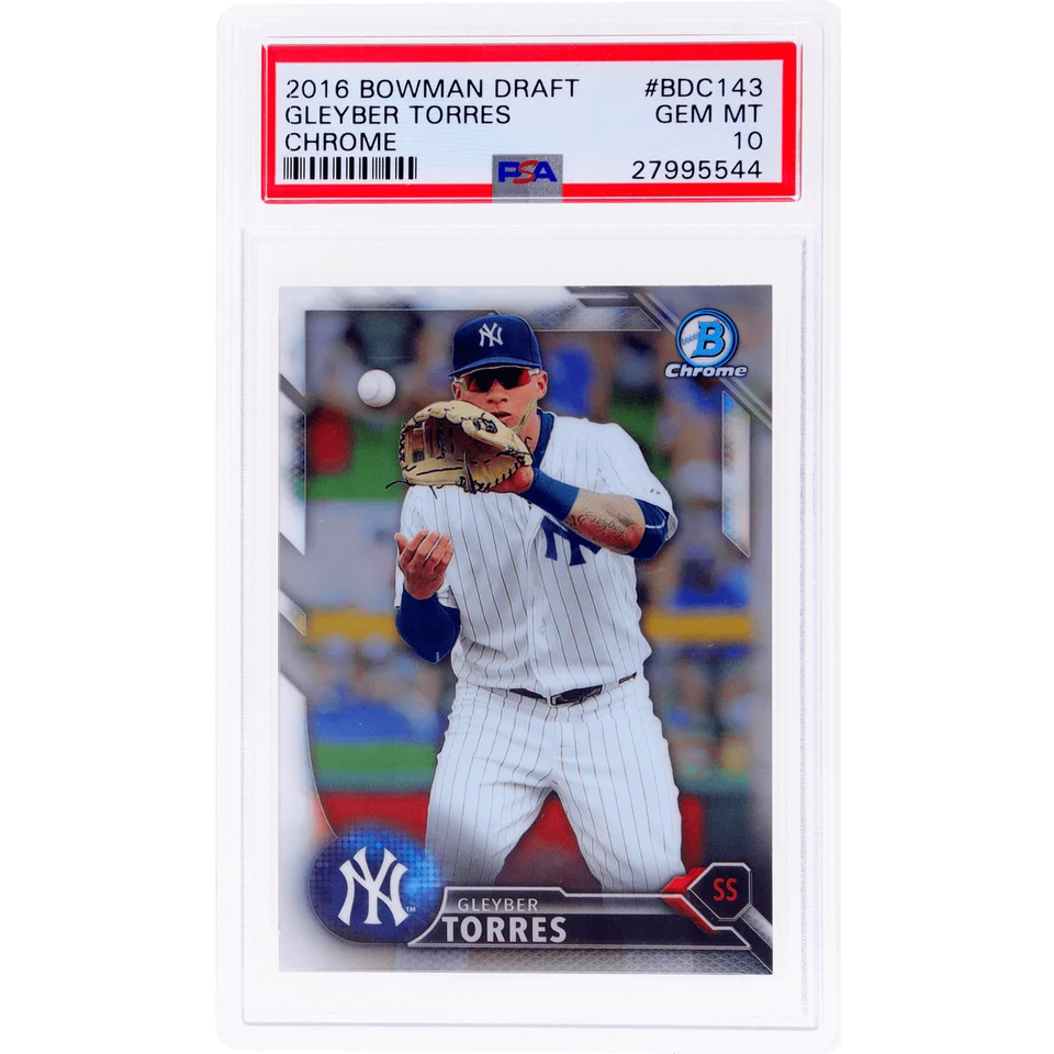 Gleyber Torres Draft Chrome Rookie Card in PSA graded Bowman Draft Gleyber product