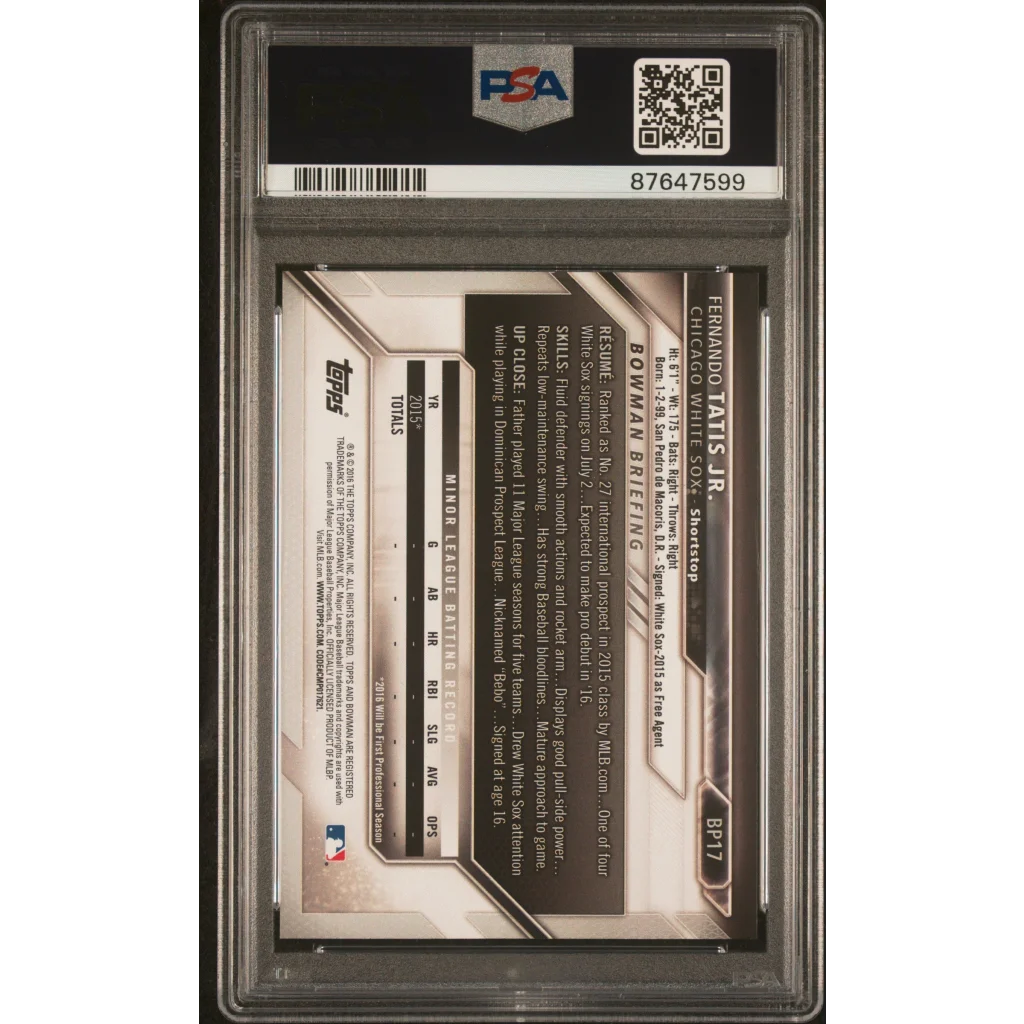 PSA 10 Graded 2016 Topps Bowman Fernando Tatis Jr. Rookie Card BP17
