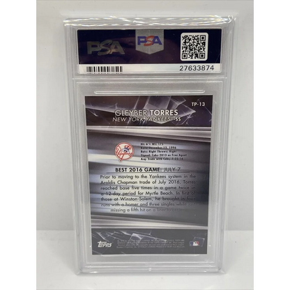 Graded 2016 Topps Bowmans Best Gleyber Torres #TP13 Top Prospects Rookie RC Baseball Card PSA 10 Gem Mint | PSA 10 Gem Mint Graded Rookie Card | vintageantiquesgifts.com
