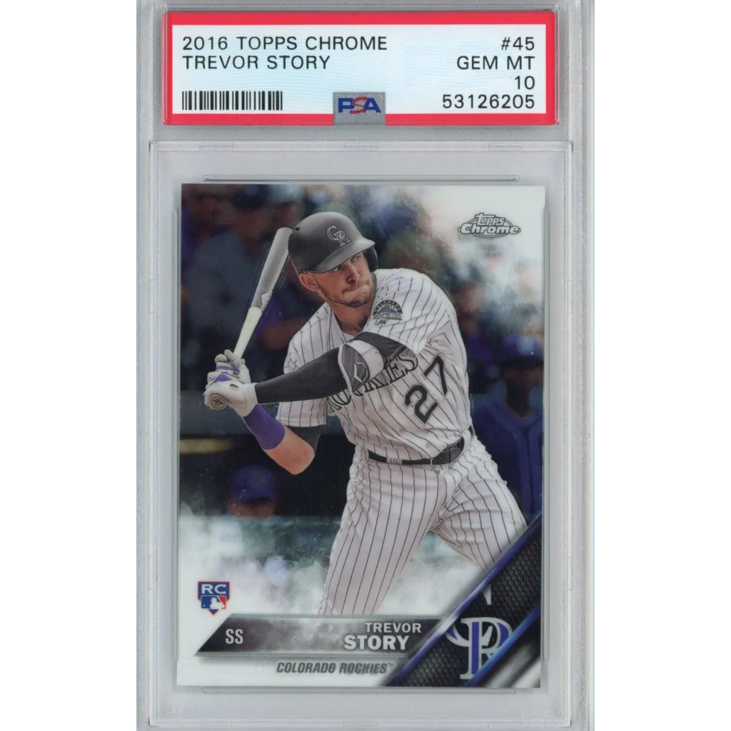 Graded PSA 10 2016 Topps Chrome Trevor Story #45 Rookie Rockies Card