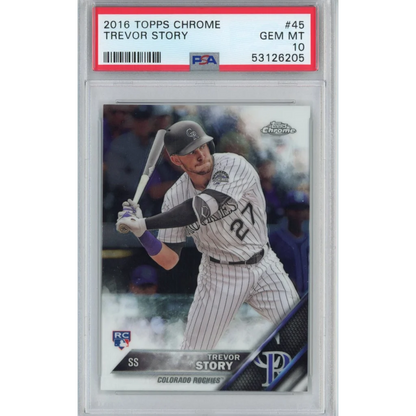 PSA 10 GEM MINT Trevor Story 2016 Topps Chrome Rookie Card baseball card