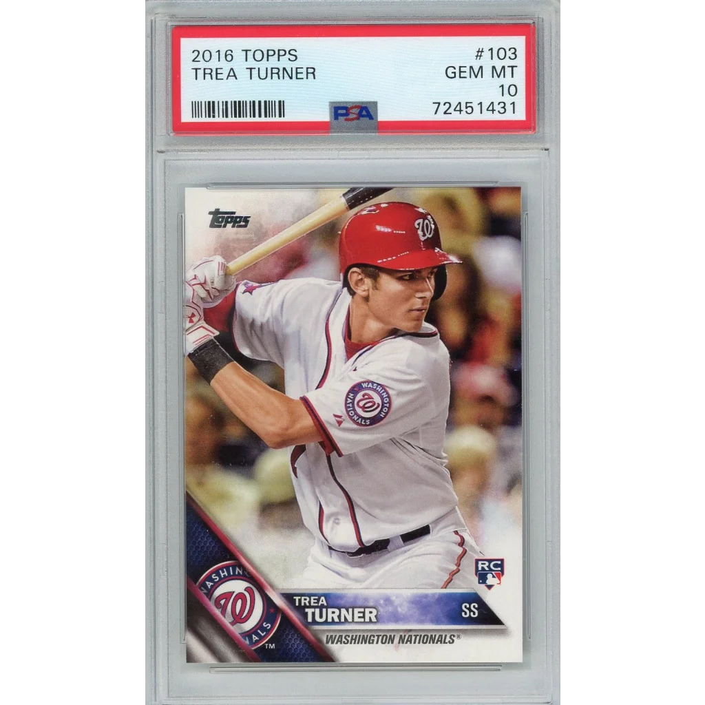 Trea Turner baseball card PSA graded Gem Mint 2016 Topps collectible image