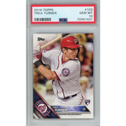 Trea Turner baseball card PSA graded Gem Mint 2016 Topps collectible image