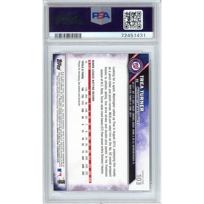 Trea Turner baseball card PSA graded Gem Mint 2016 Topps display