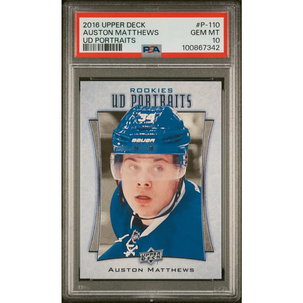 PSA graded 2016 Upper Deck Auston Matthews UD Portraits rookie hockey card