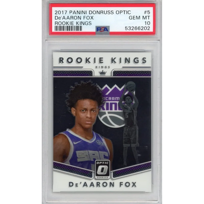 Graded 2017-18 Panini Donruss Optic De'Aaron Fox #5 Rookie Kings RC Basketball Card PSA 10 Gem Mint | Hall of Fame Sports Memorabilia | vintageantiquesgifts.com