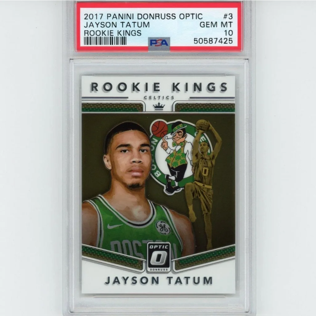Graded 2017-18 Panini Donruss Optic Jayson Tatum #3 Rookie Kings RC Basketball Card PSA 10 Gem Mint | Hall of Fame Sports Memorabilia | vintageantiquesgifts.com