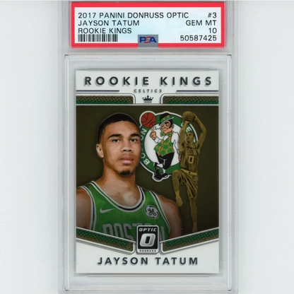Graded 2017-18 Panini Donruss Optic Jayson Tatum #3 Rookie Kings RC Basketball Card PSA 10 Gem Mint | Hall of Fame Sports Memorabilia | vintageantiquesgifts.com