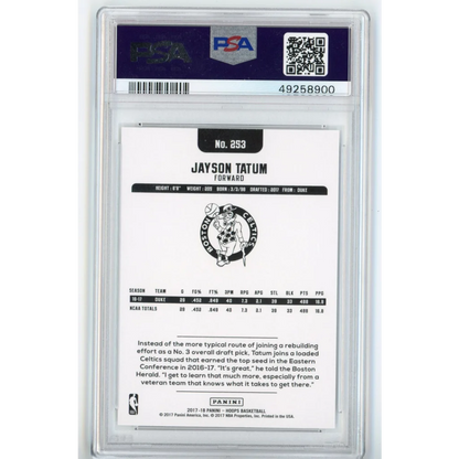 Graded 2017-18 Panini Hoops Jayson Tatum #253 Rookie RC Basketball Card PSA 10 Gem Mint | PSA 10 Gem Mint Graded Rookie Card | vintageantiquesgifts.com