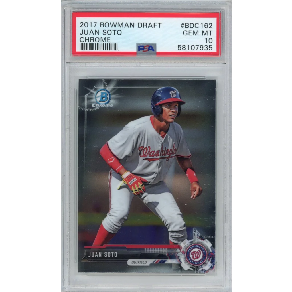 Graded 2017 Bowman Draft Chrome Juan Soto #BDC162 Rookie RC Baseball Card PSA 10 Gem Mint | Hall of Fame Sports Memorabilia | vintageantiquesgifts.com