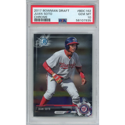 Graded 2017 Bowman Draft Chrome Juan Soto #BDC162 Rookie RC Baseball Card PSA 10 Gem Mint | Hall of Fame Sports Memorabilia | vintageantiquesgifts.com