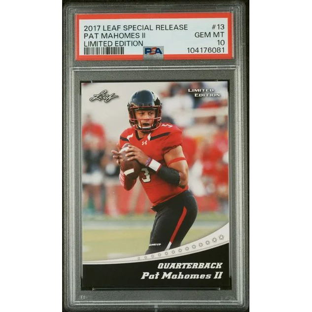 Graded 2017 Leaf Draft Patrick Mahomes II #13 Special Release Limited Edition Rookie RC Football Card PSA 10 Gem Mint | Hall of Fame Sports Memorabilia | vintageantiquesgifts.com