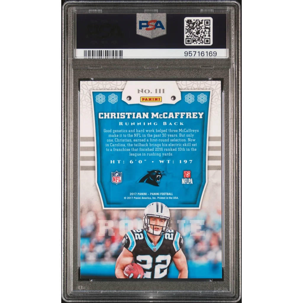 PSA Graded Christian McCaffrey 2017 Panini Rookie Card football trading card