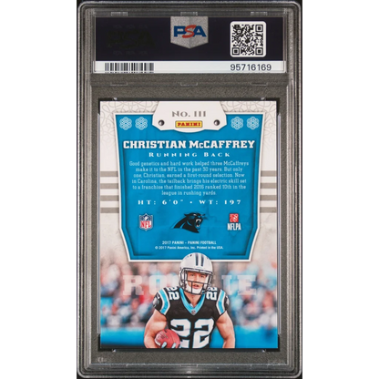 PSA Graded Christian McCaffrey 2017 Panini Rookie Card football trading card